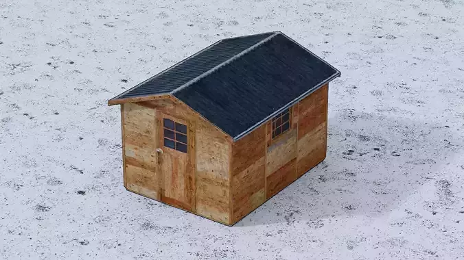 Wooden cabin  Low-poly 3D model