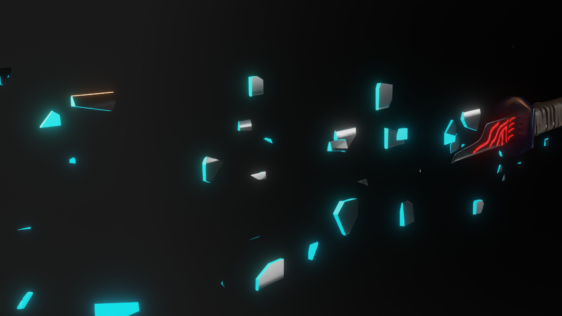 Shattered Sci-Fi Sword Blade 300 Plus Fragmented Blade Pieces 3D model_5