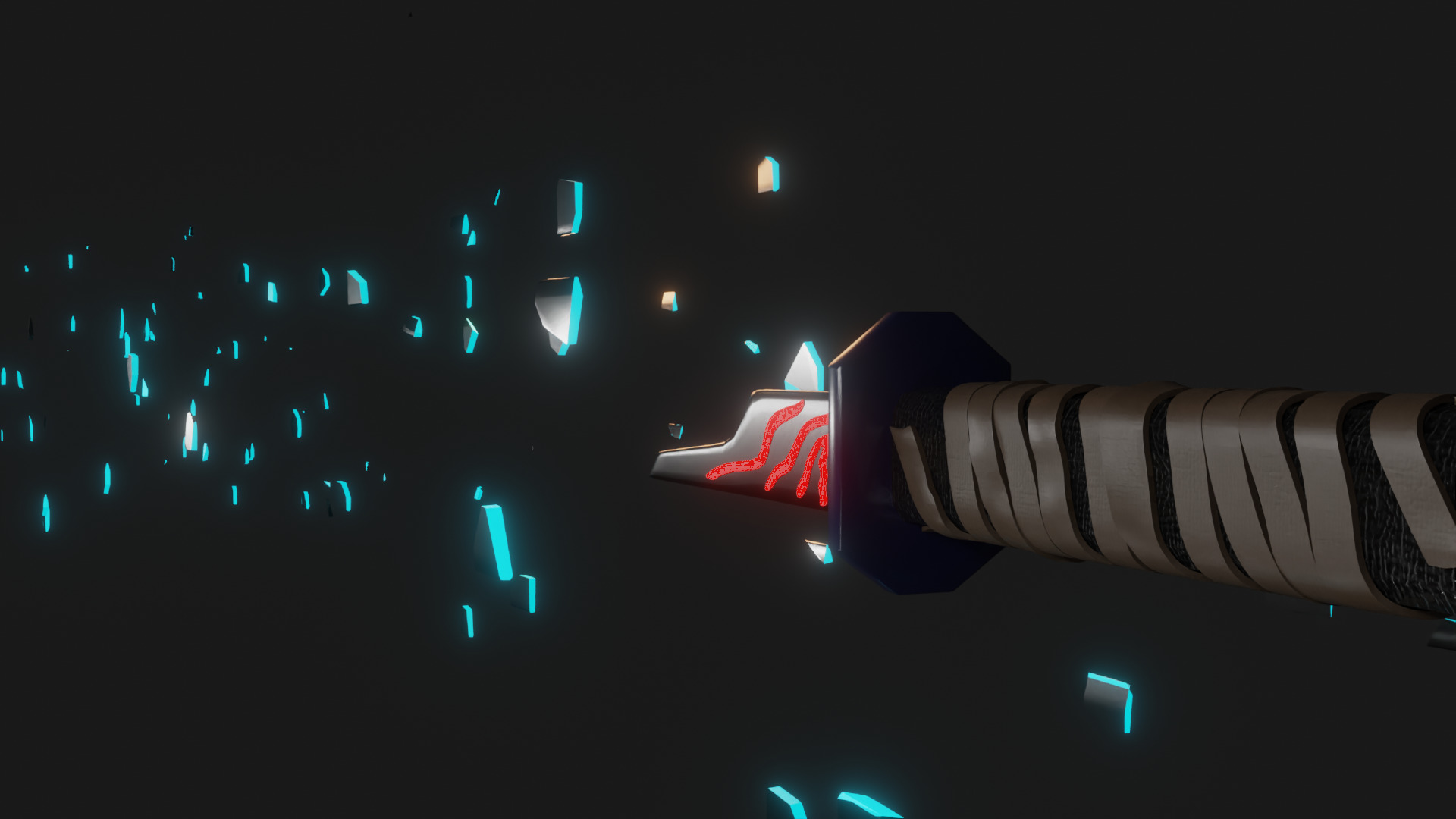 Shattered Sci-Fi Sword Blade 300 Plus Fragmented Blade Pieces 3D model_4
