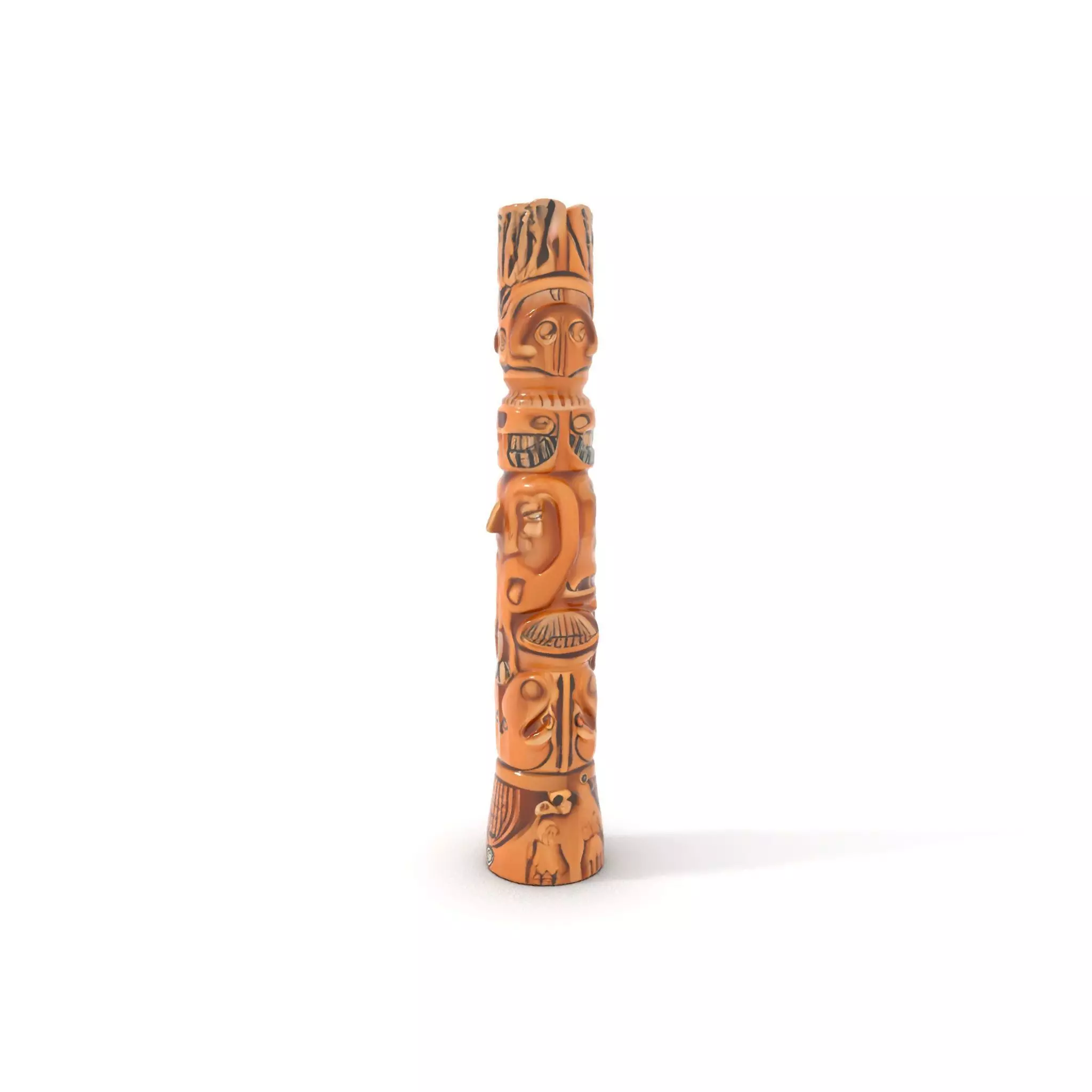 Intricate Carved Wooden Totem Pole Model Pack Low-poly 3D model_0