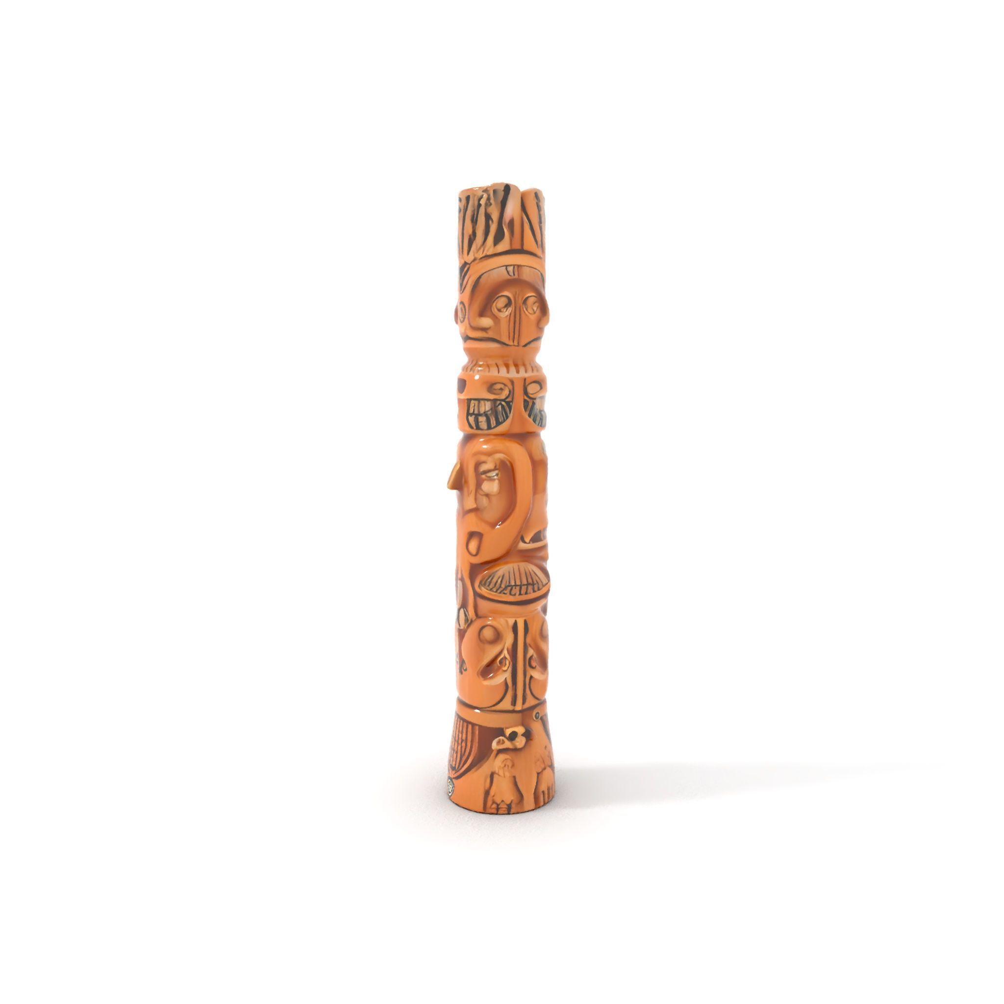 Intricate Carved Wooden Totem Pole Model Pack Low-poly 3D model_7