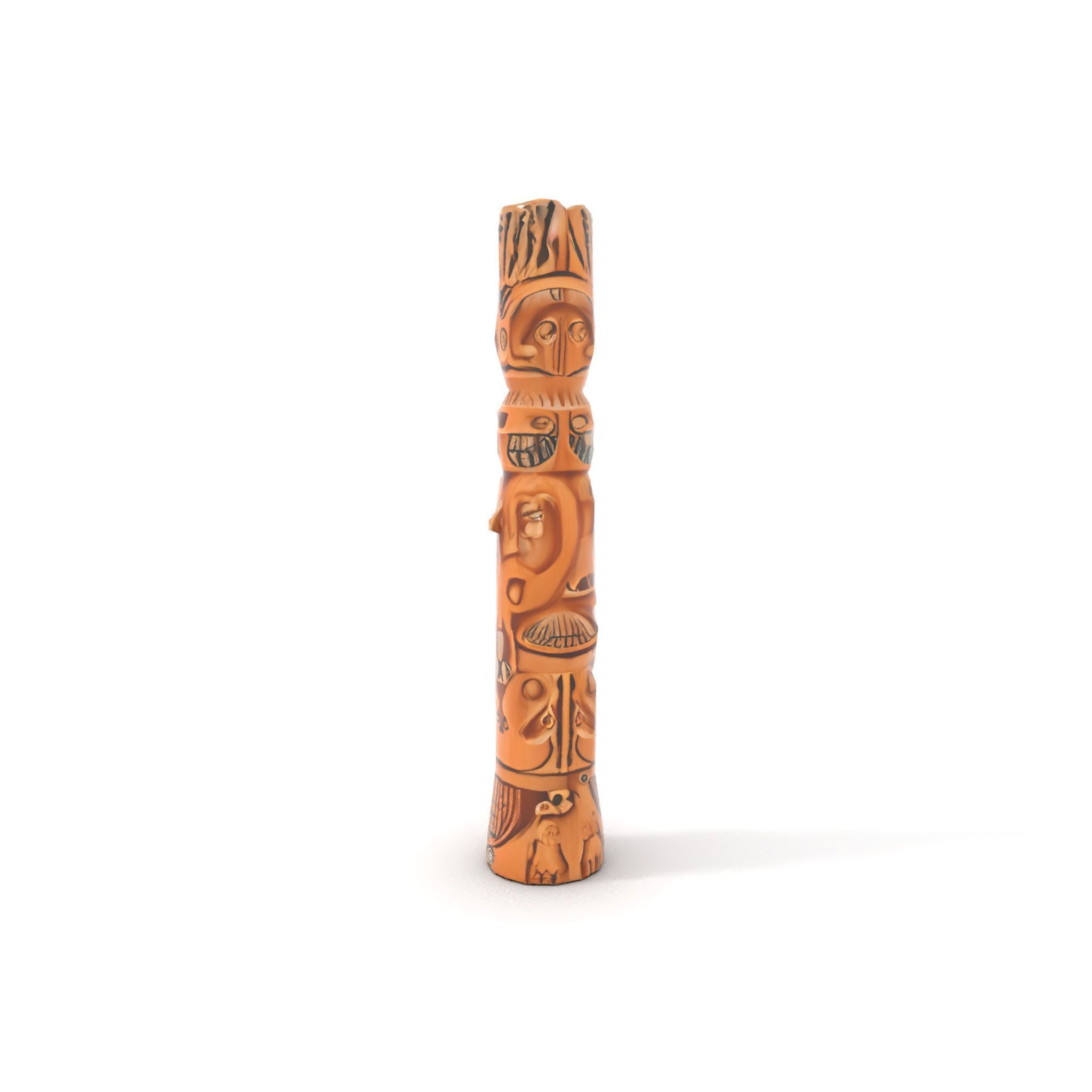 Intricate Carved Wooden Totem Pole Model Pack Low-poly 3D model_15
