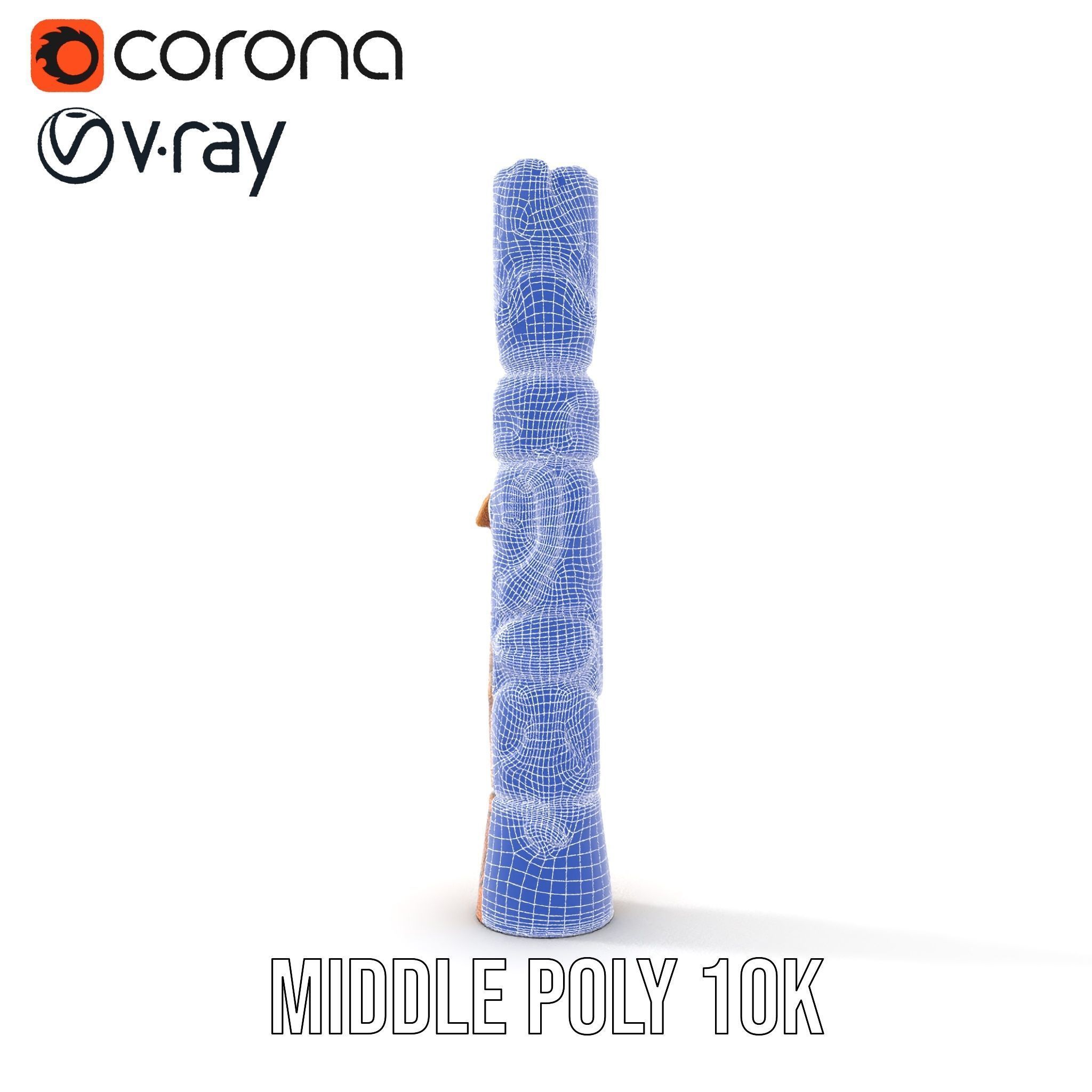 Intricate Carved Wooden Totem Pole Model Pack Low-poly 3D model_28