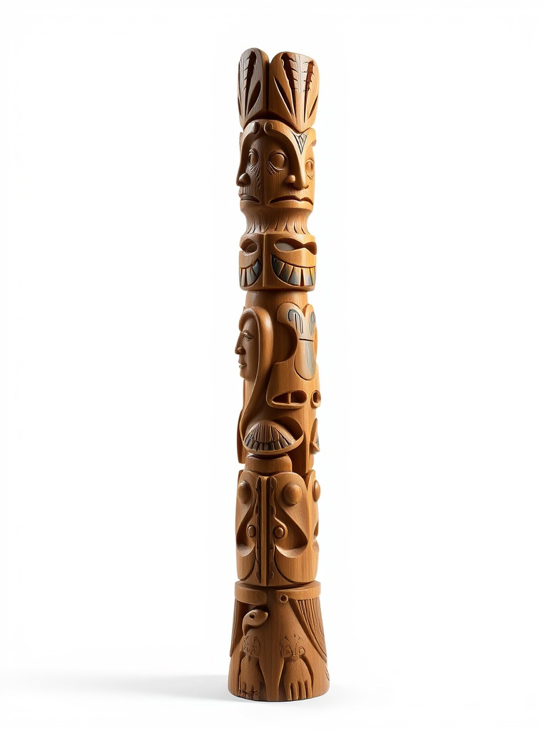 Intricate Carved Wooden Totem Pole Model Pack Low-poly 3D model_3