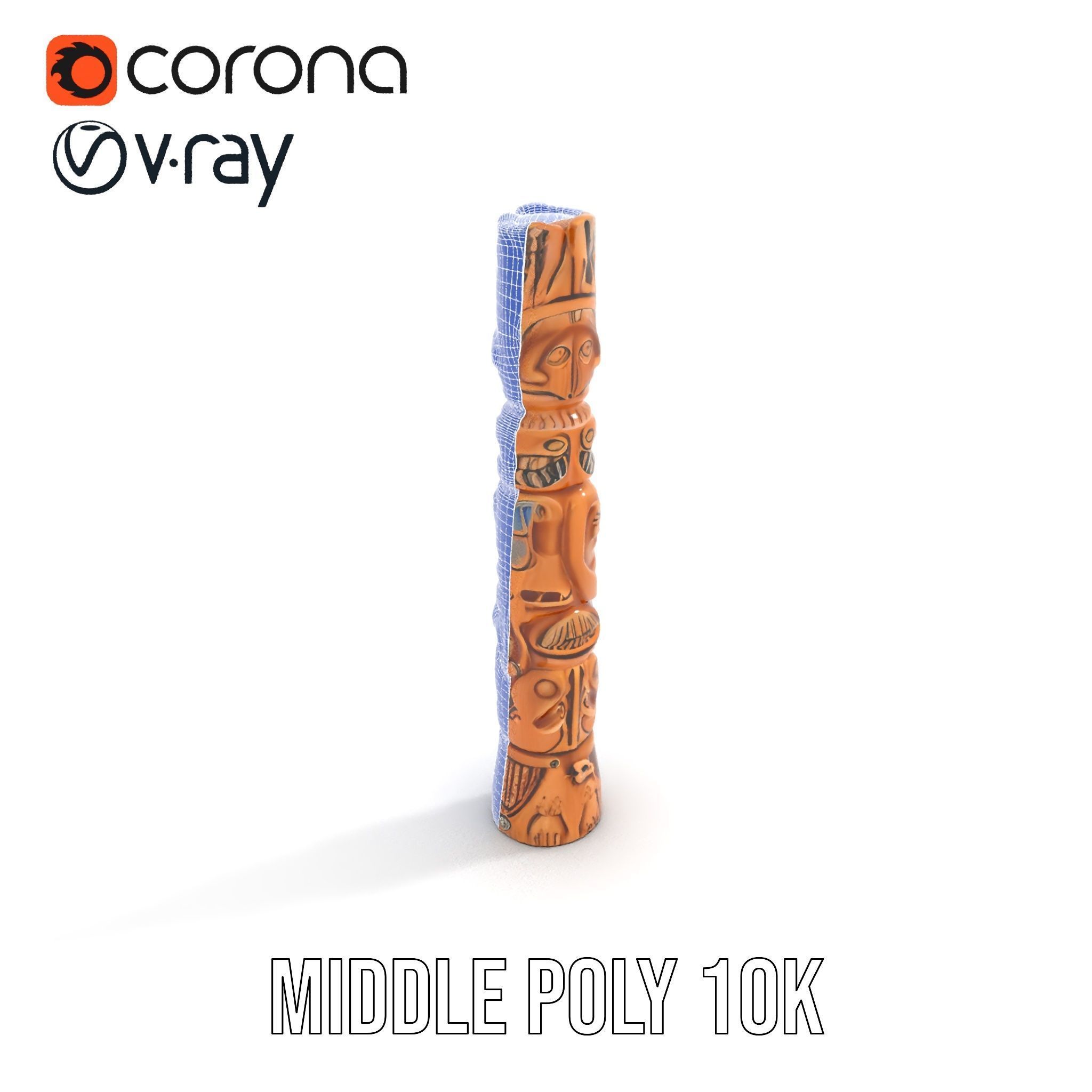Intricate Carved Wooden Totem Pole Model Pack Low-poly 3D model_20