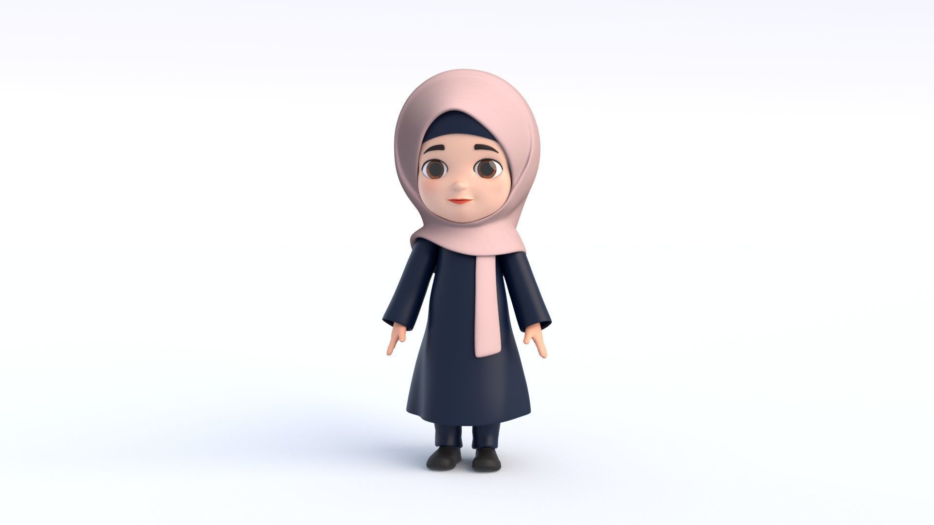 Cartoon Arab Girl Low-poly 3D model_11