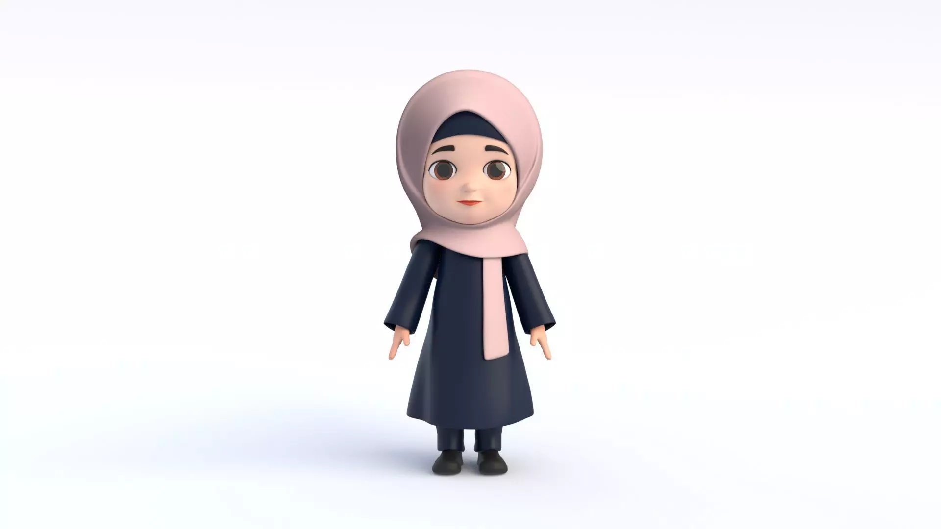 Cartoon Arab Girl Low-poly 3D model_0