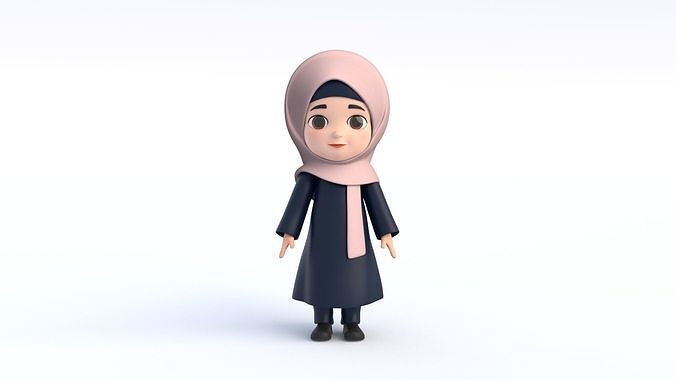 Cartoon Arab Girl Low-poly 3D model