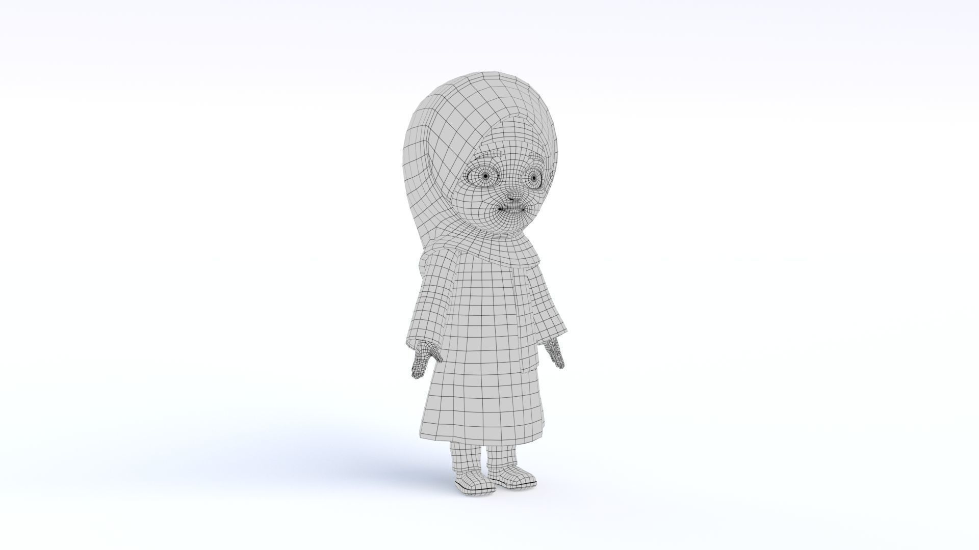 Cartoon Arab Girl Low-poly 3D model_14