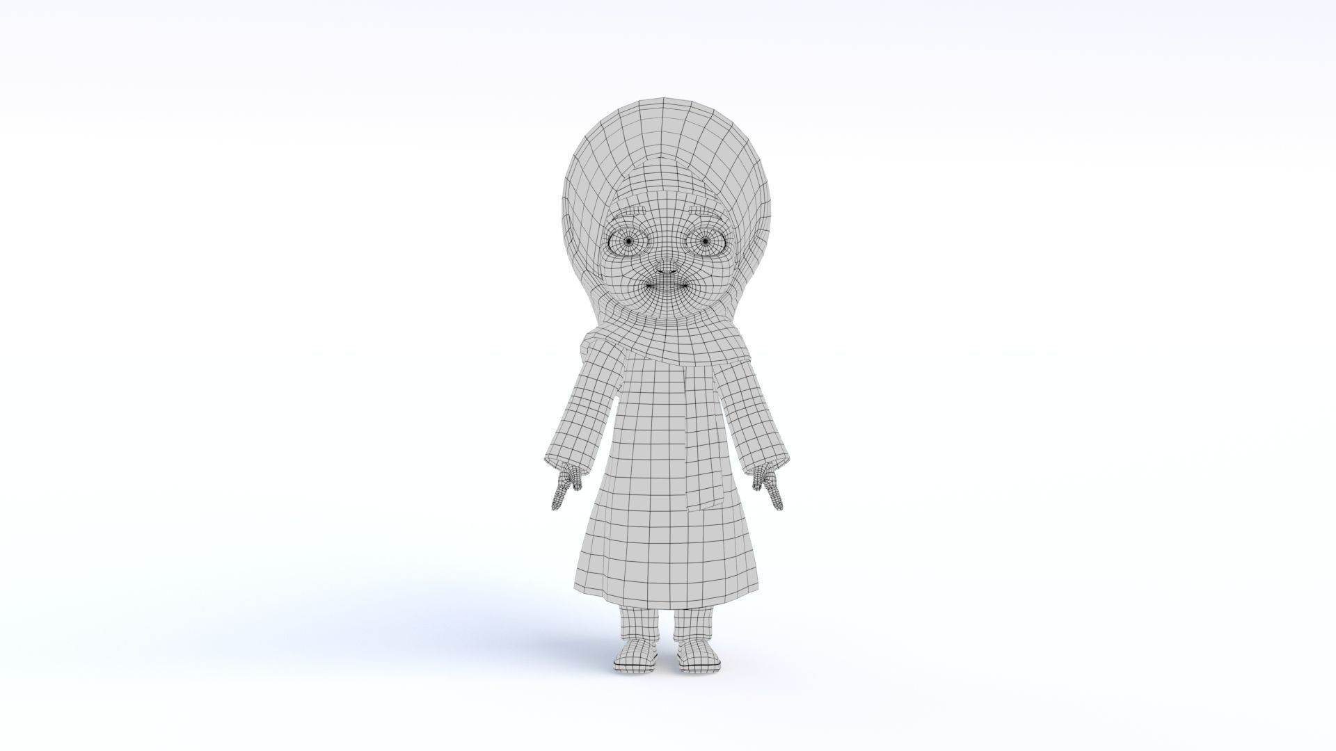 Cartoon Arab Girl Low-poly 3D model_12