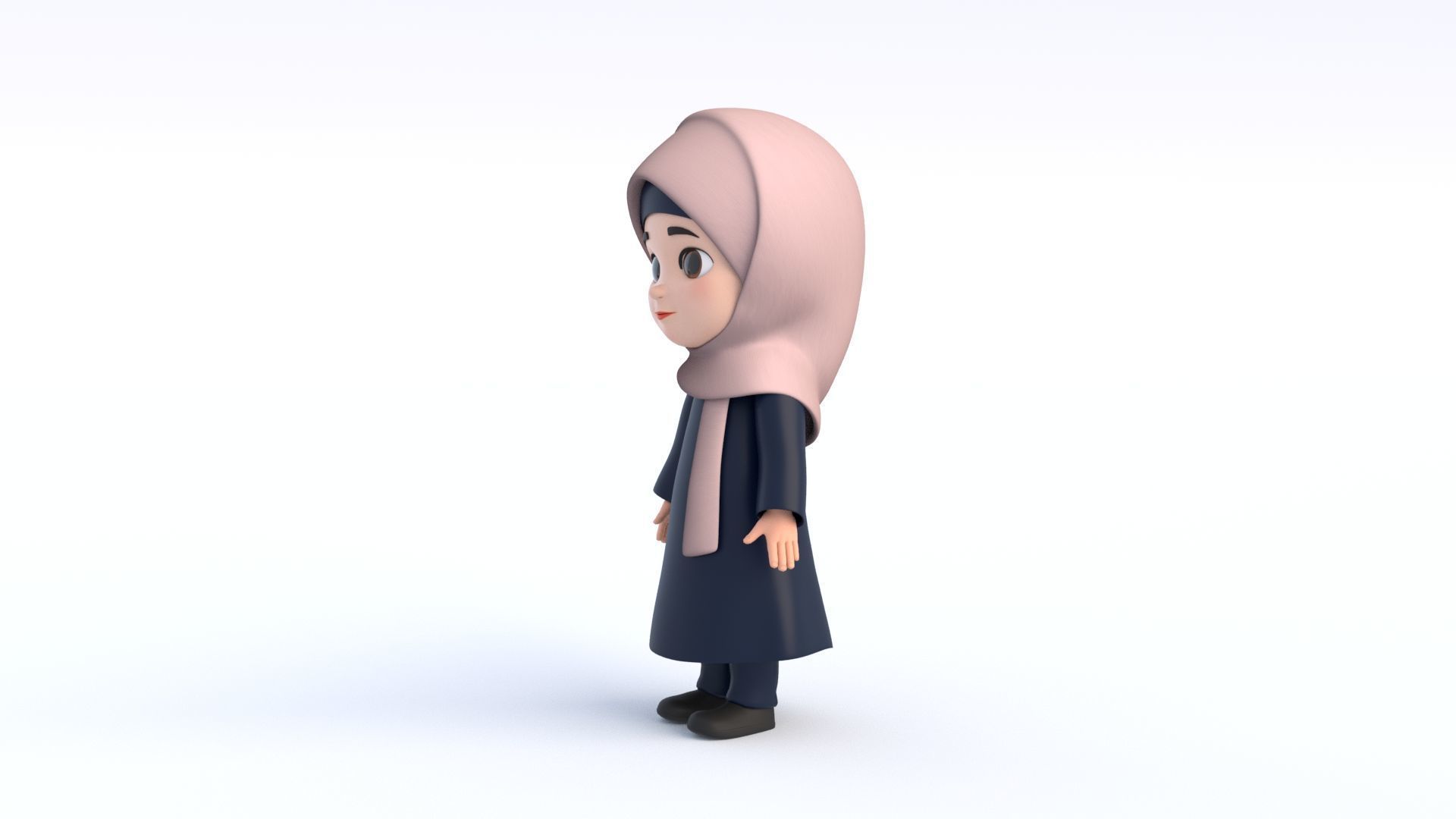Cartoon Arab Girl Low-poly 3D model_9