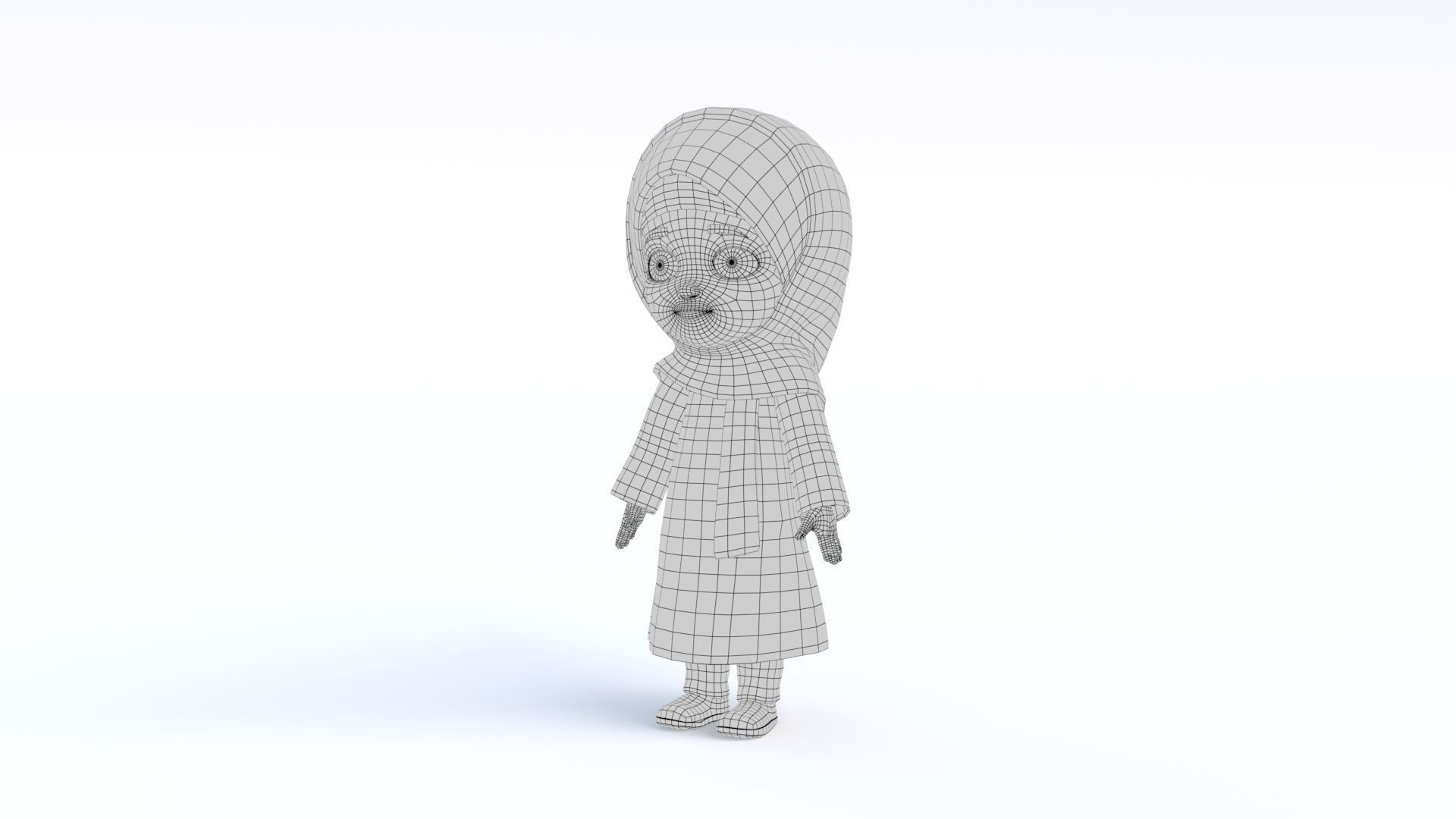 Cartoon Arab Girl Low-poly 3D model_20
