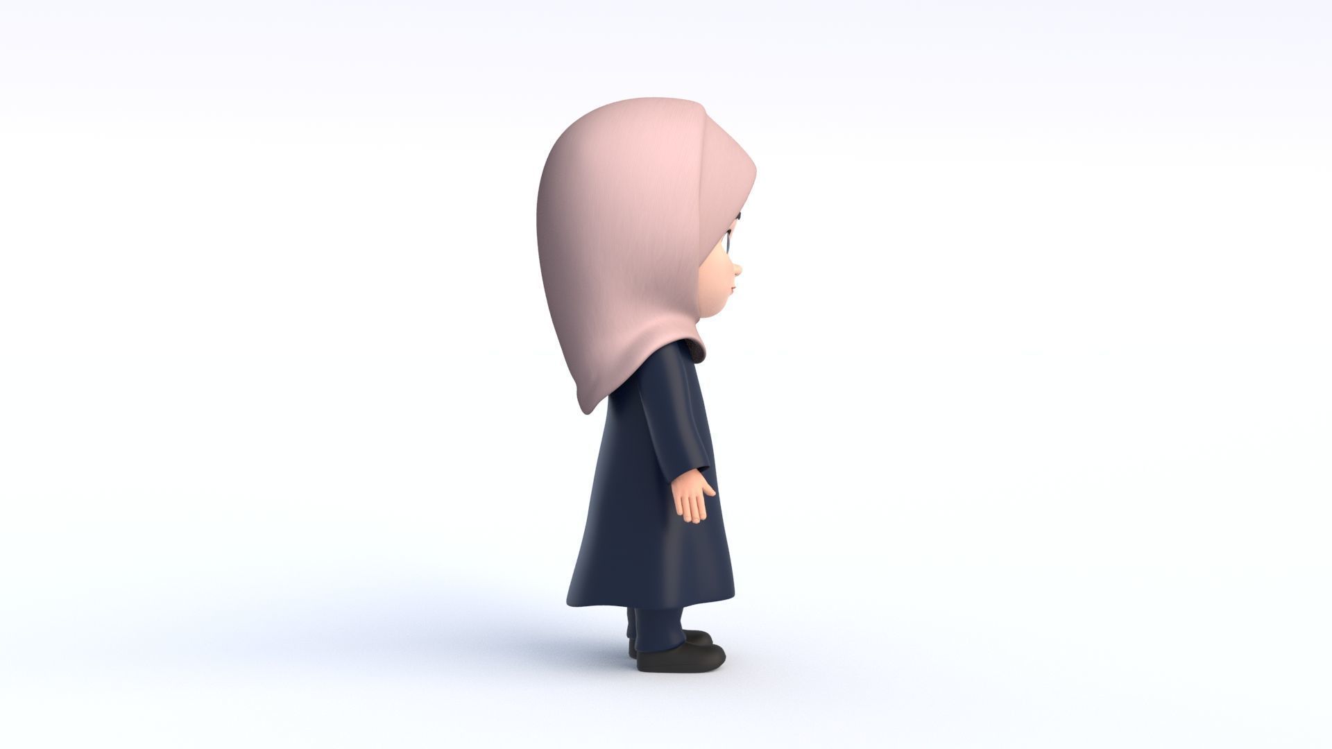 Cartoon Arab Girl Low-poly 3D model_4