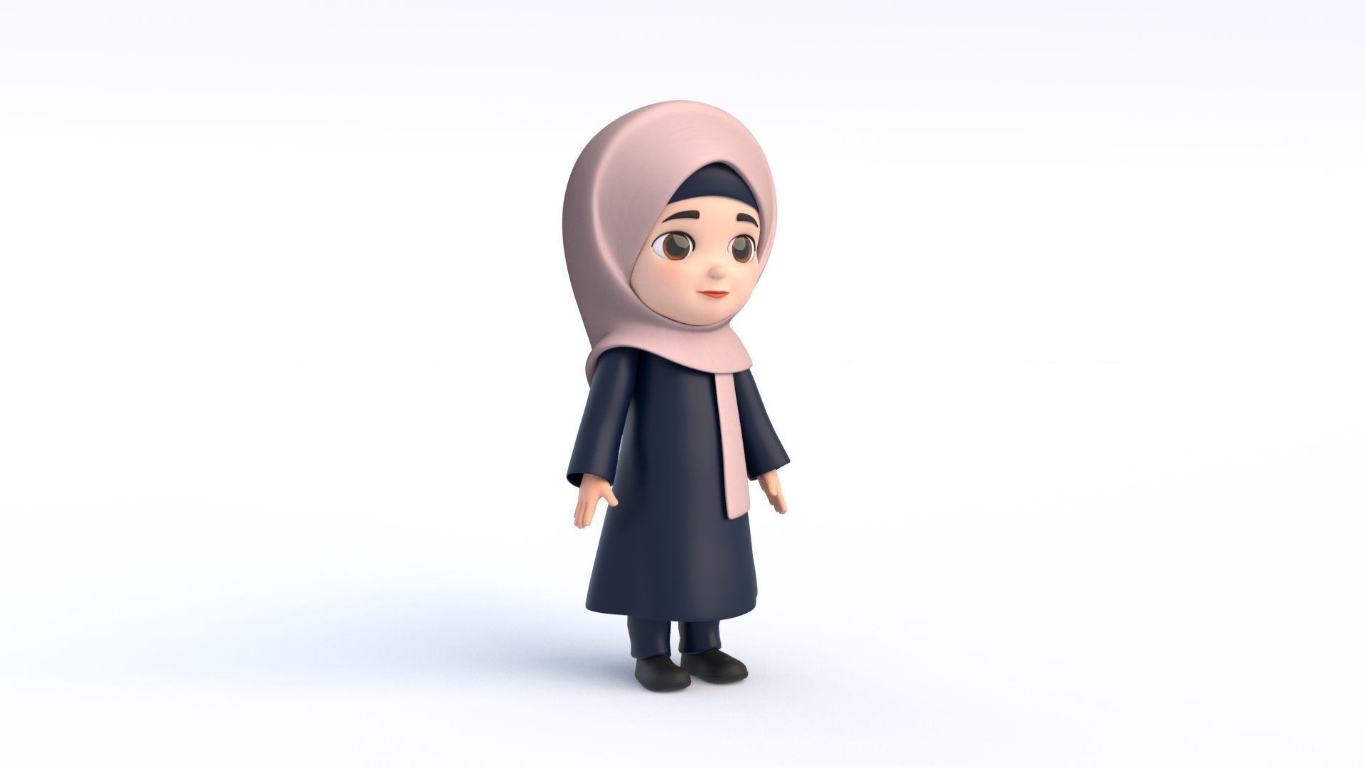 Cartoon Arab Girl Low-poly 3D model_2
