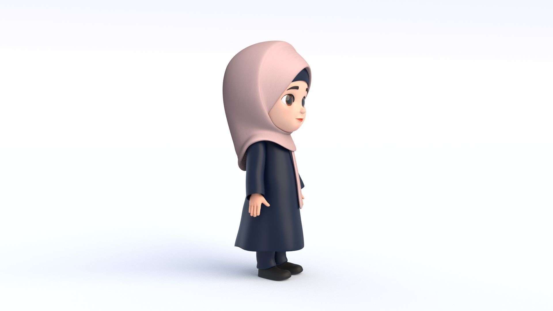 Cartoon Arab Girl Low-poly 3D model_3