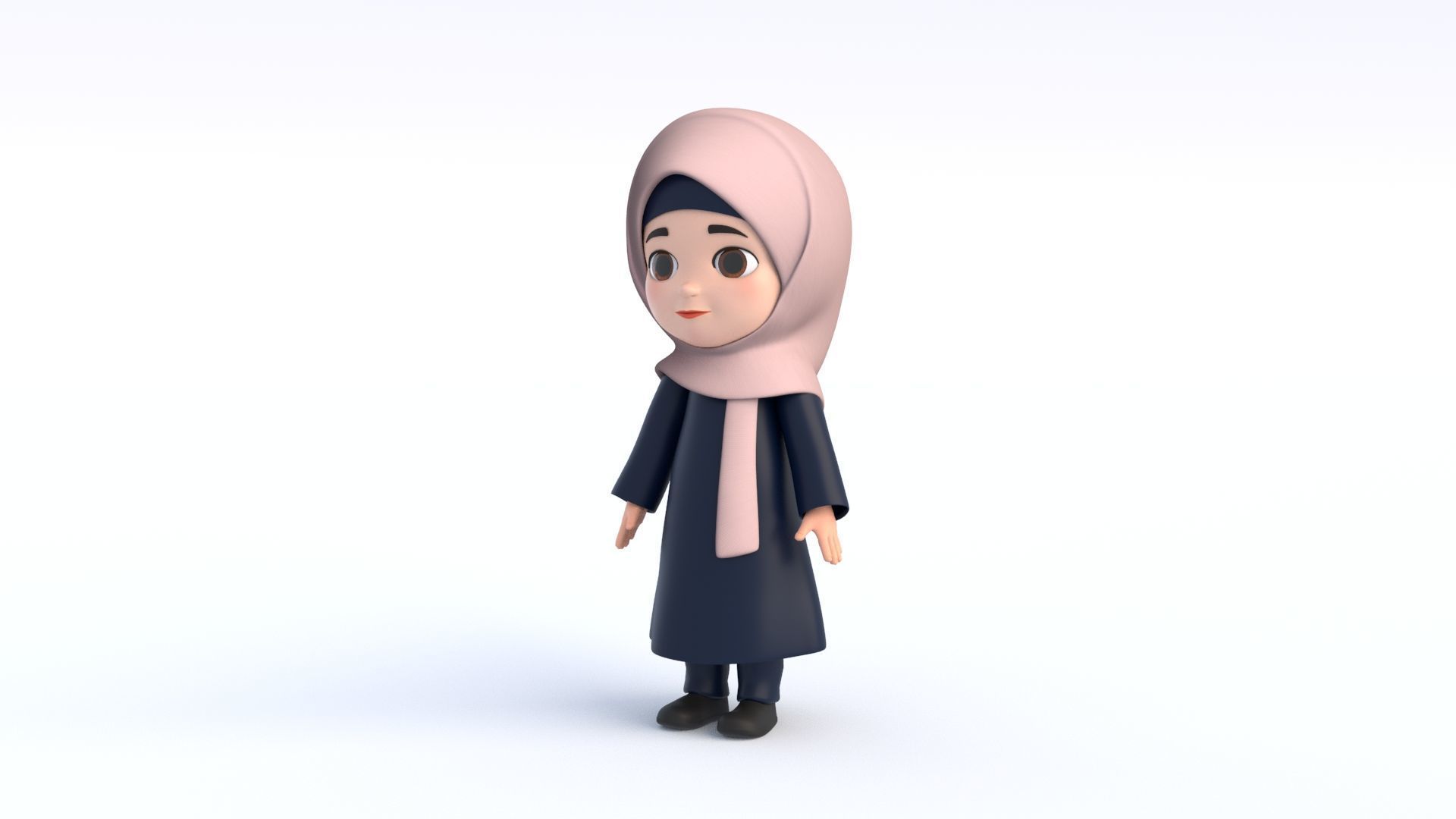 Cartoon Arab Girl Low-poly 3D model_10
