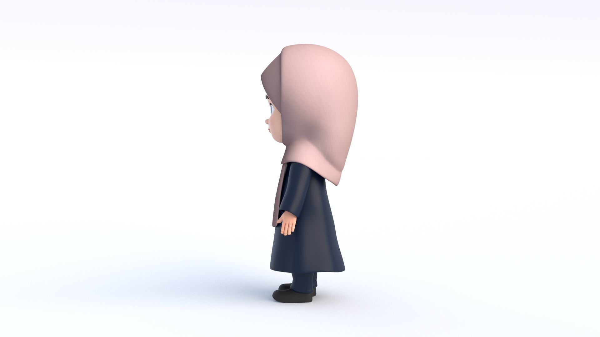 Cartoon Arab Girl Low-poly 3D model_8