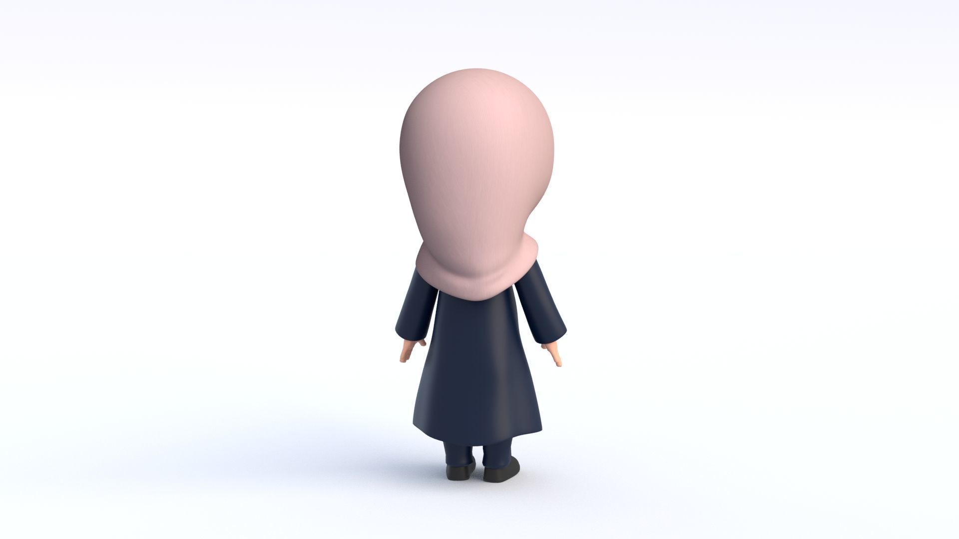 Cartoon Arab Girl Low-poly 3D model_6