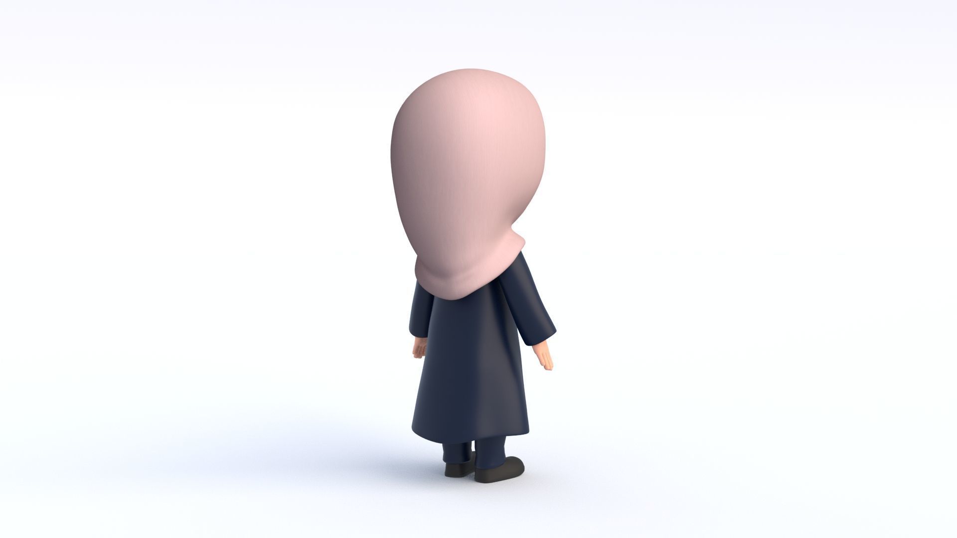 Cartoon Arab Girl Low-poly 3D model_5