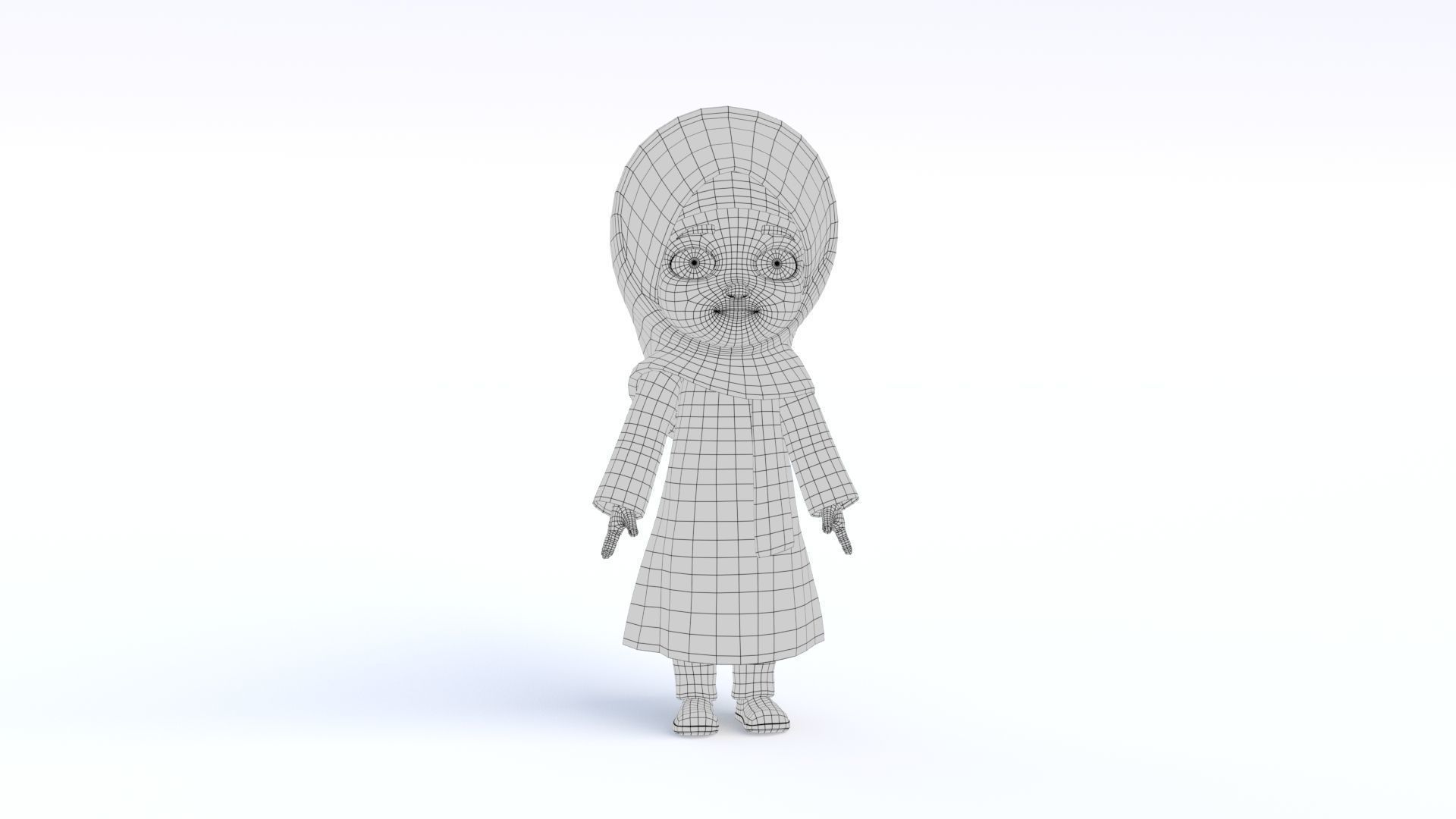 Cartoon Arab Girl Low-poly 3D model_13