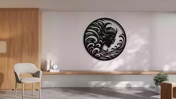 Majestic Bison Head Wall Decor Art - Laser Cut 3D Print Ready