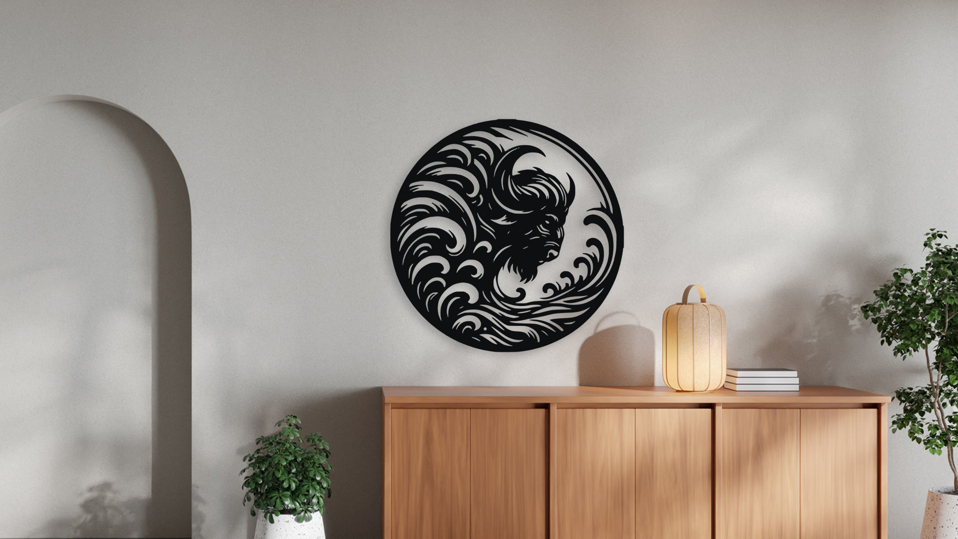 Majestic Bison Head Wall Decor Art - Laser Cut 3D Print Ready 3D model_2