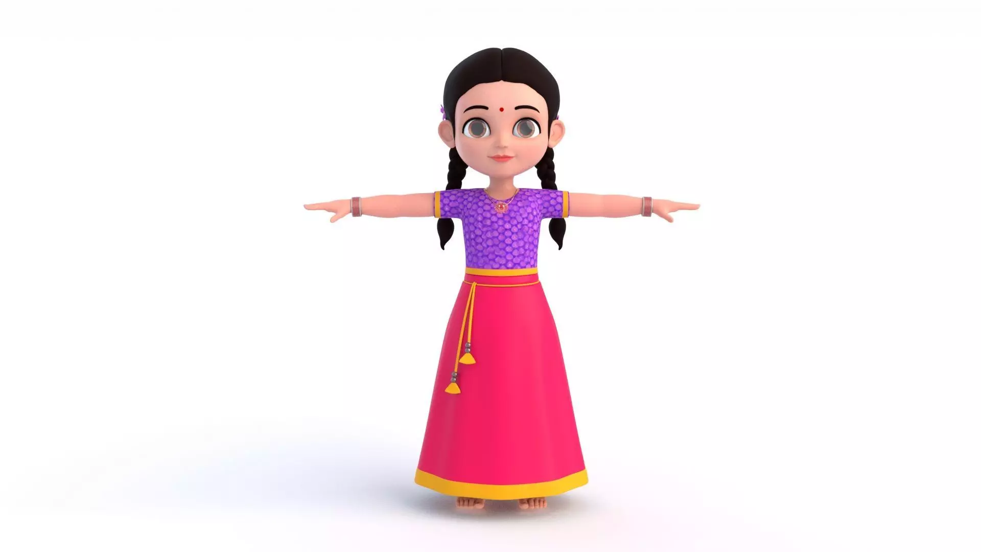 Cartoon Indian Girl 3D model