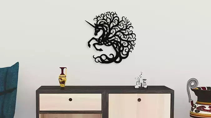 Majestic Unicorn Wall Decor - Fantasy Art 3D Model