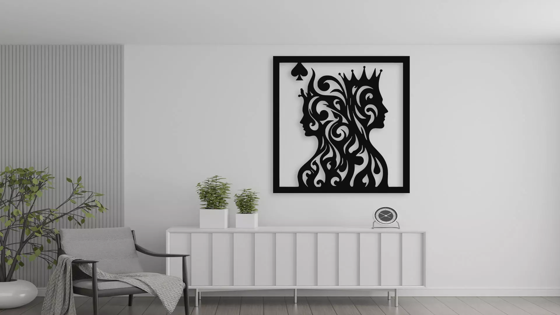 King and Queen of Spades Tribal Art Wall Decor 3D model