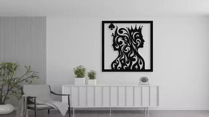 King and Queen of Spades Tribal Art Wall Decor
