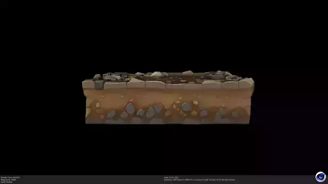 Stylized Ground Tile - Dirt Patch with Stones 3D Model - AI