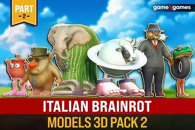 Italian Brainrot Models 3D - Pack 2 Low-poly 3D model