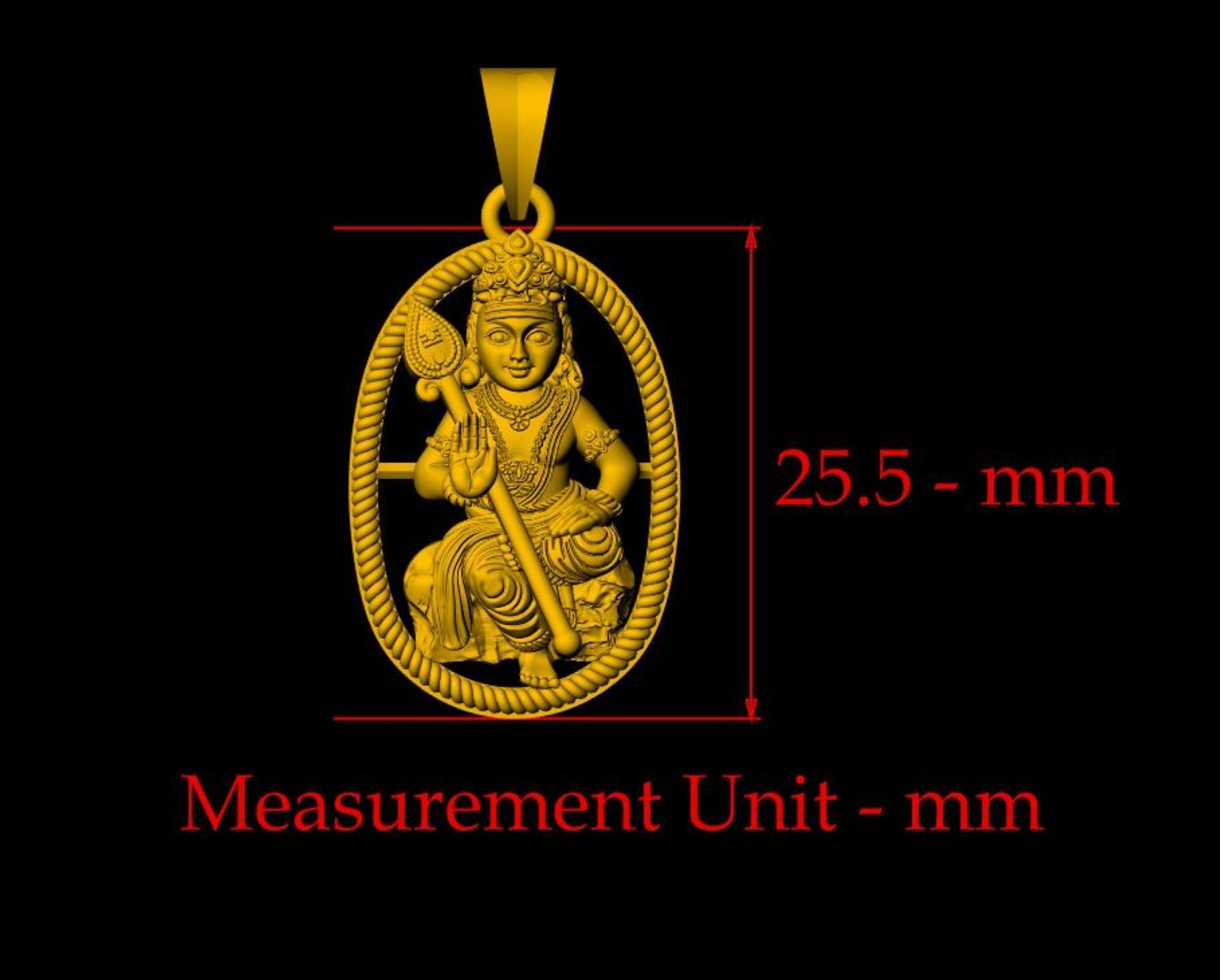 Unique Murugan Pendant - 0117 3D print model_2