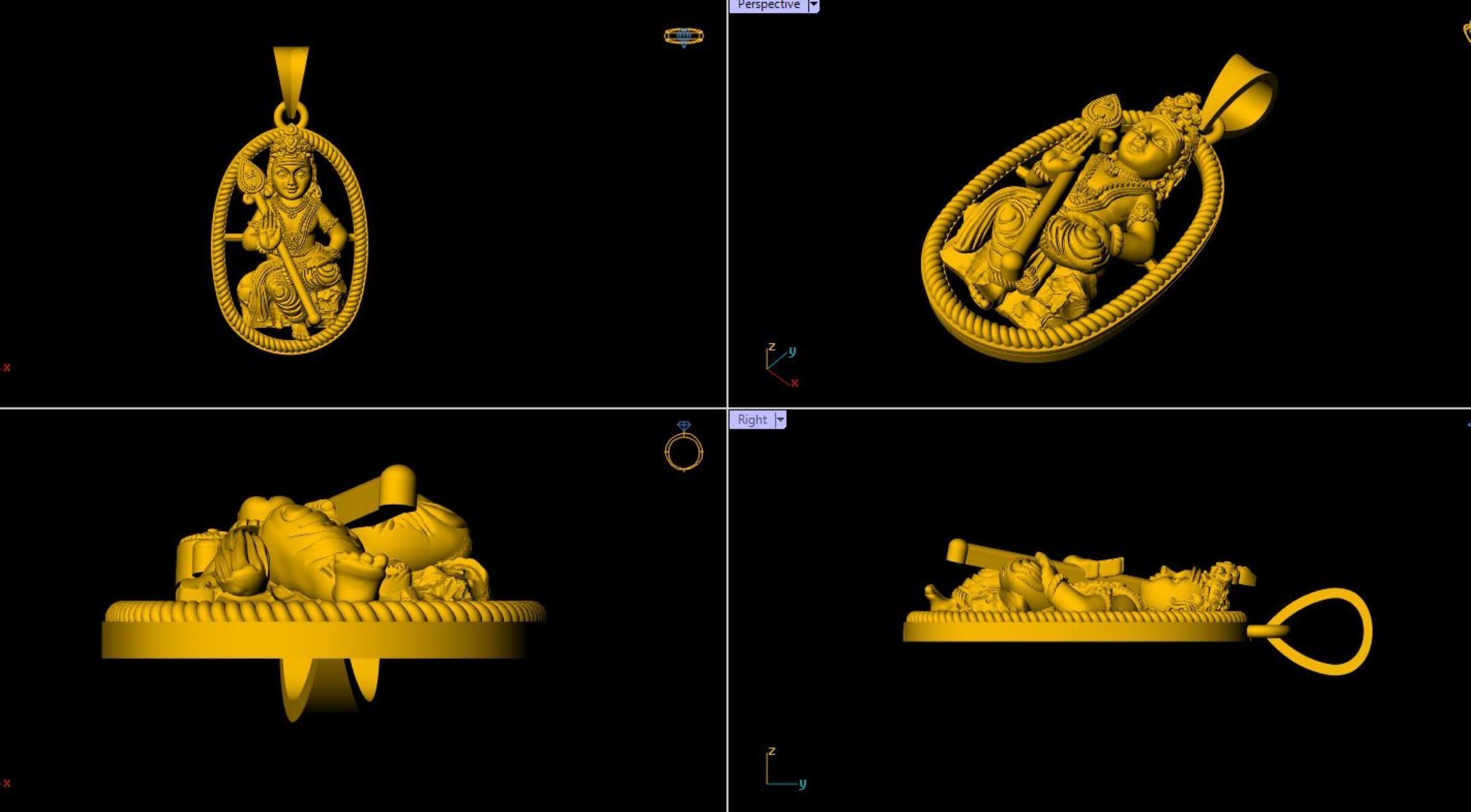 Unique Murugan Pendant - 0117 3D print model_3