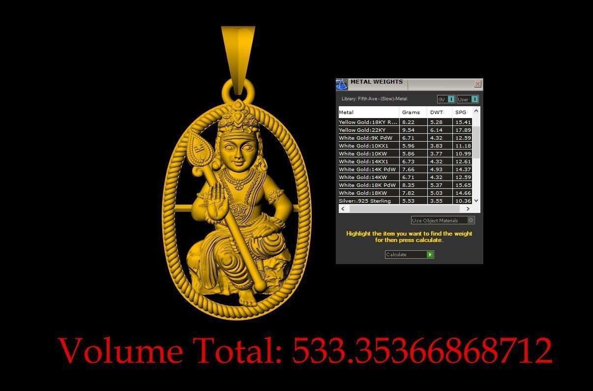 Unique Murugan Pendant - 0117 3D print model_8