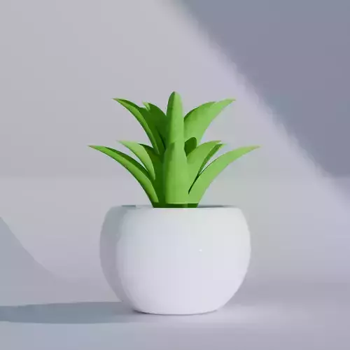 Small Potted Plant - Decorative Tabletop 3D Model