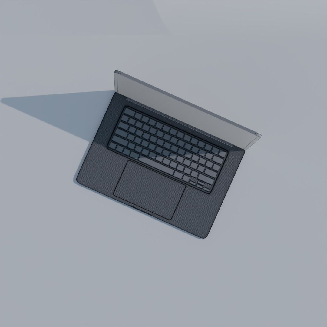 Low Poly Laptop 3D Model - Simple Black Computer 3D model_3