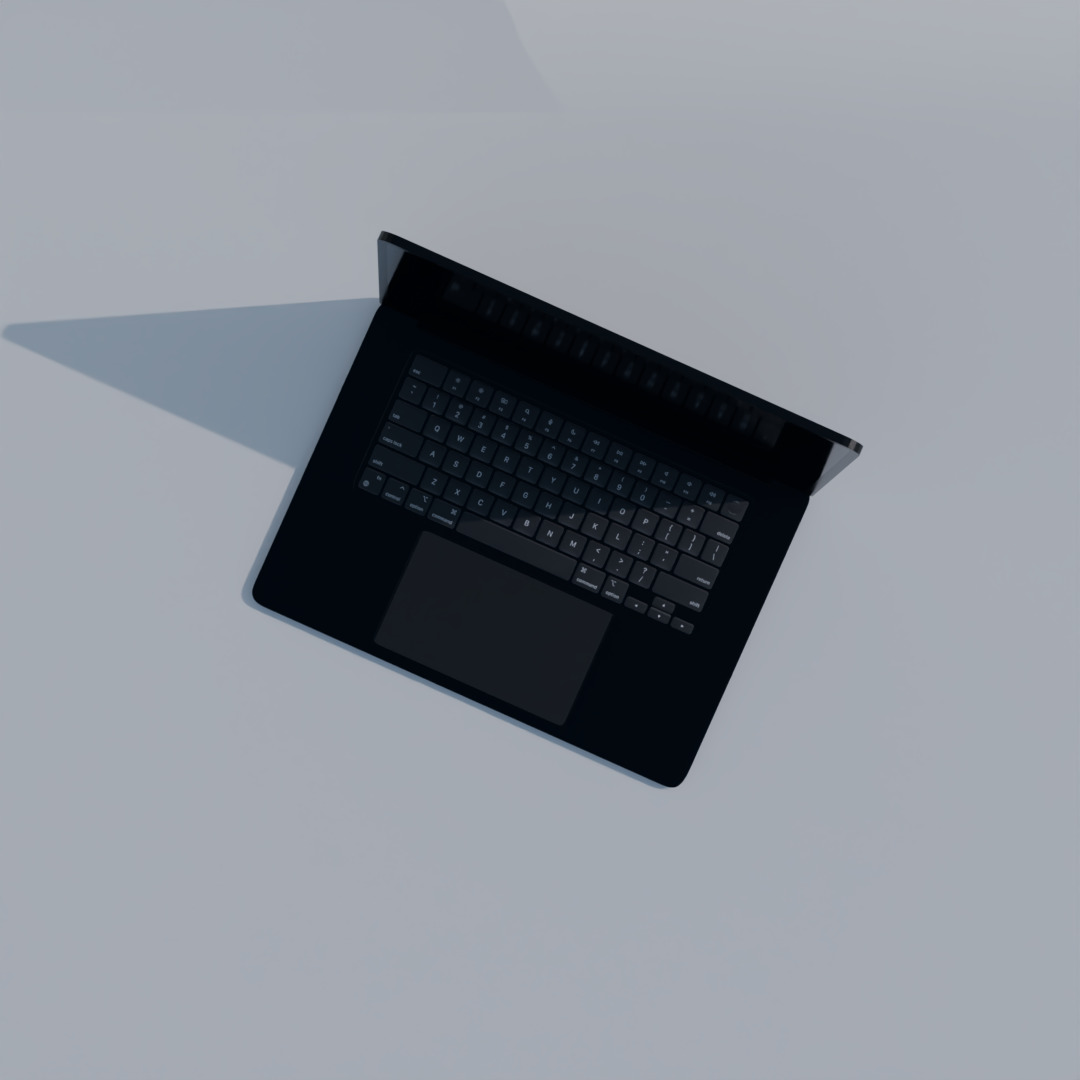 Low Poly Laptop 3D Model - Simple Black Computer 3D model_2