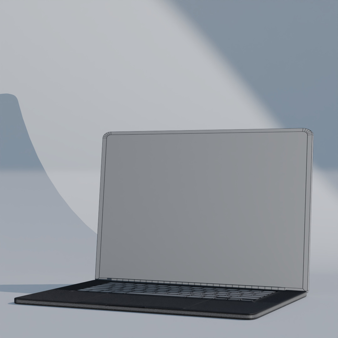 Low Poly Laptop 3D Model - Simple Black Computer 3D model_1