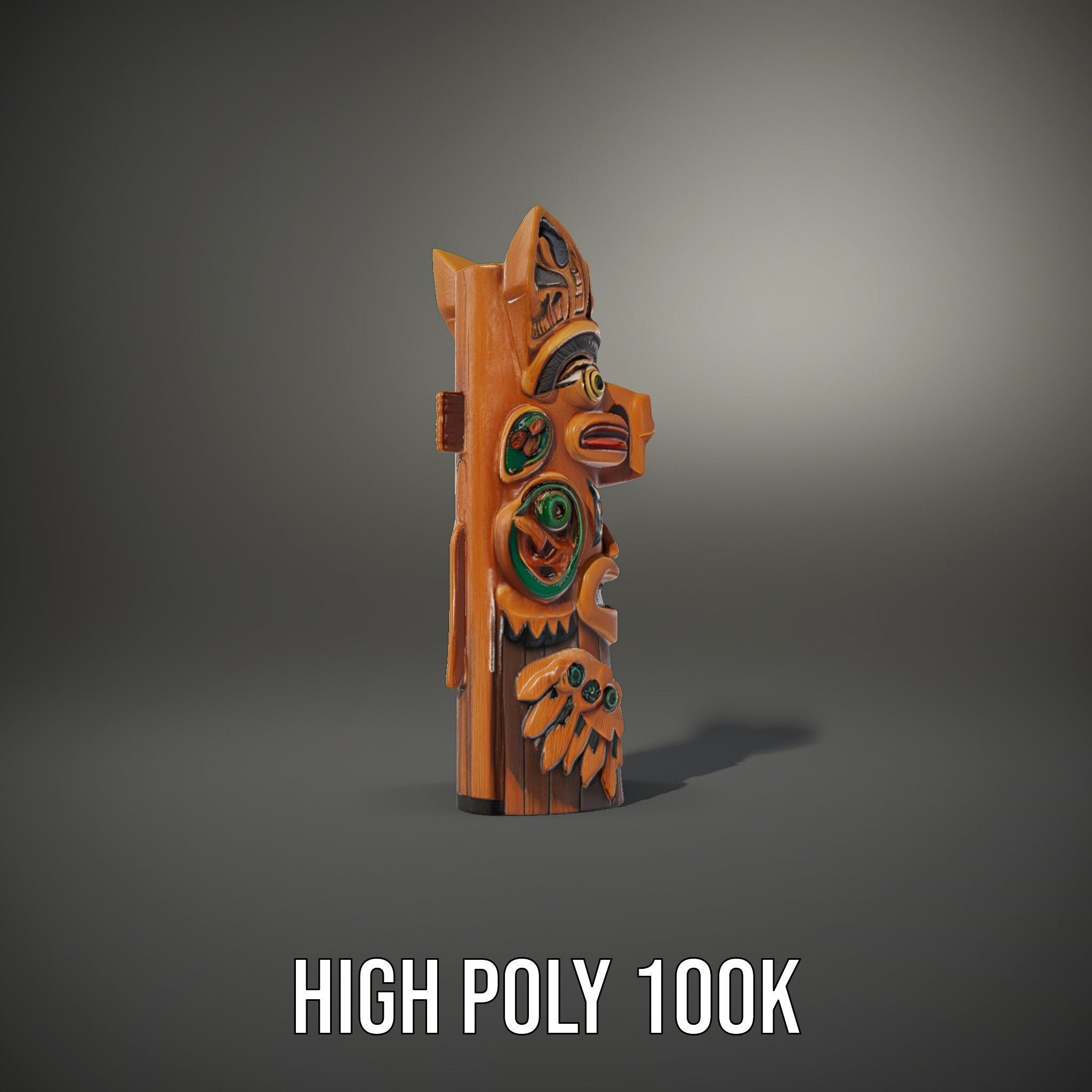 Traditional Totem Pole Sculpture Model Pack for Cultural Disp... Low-poly 3D model_26