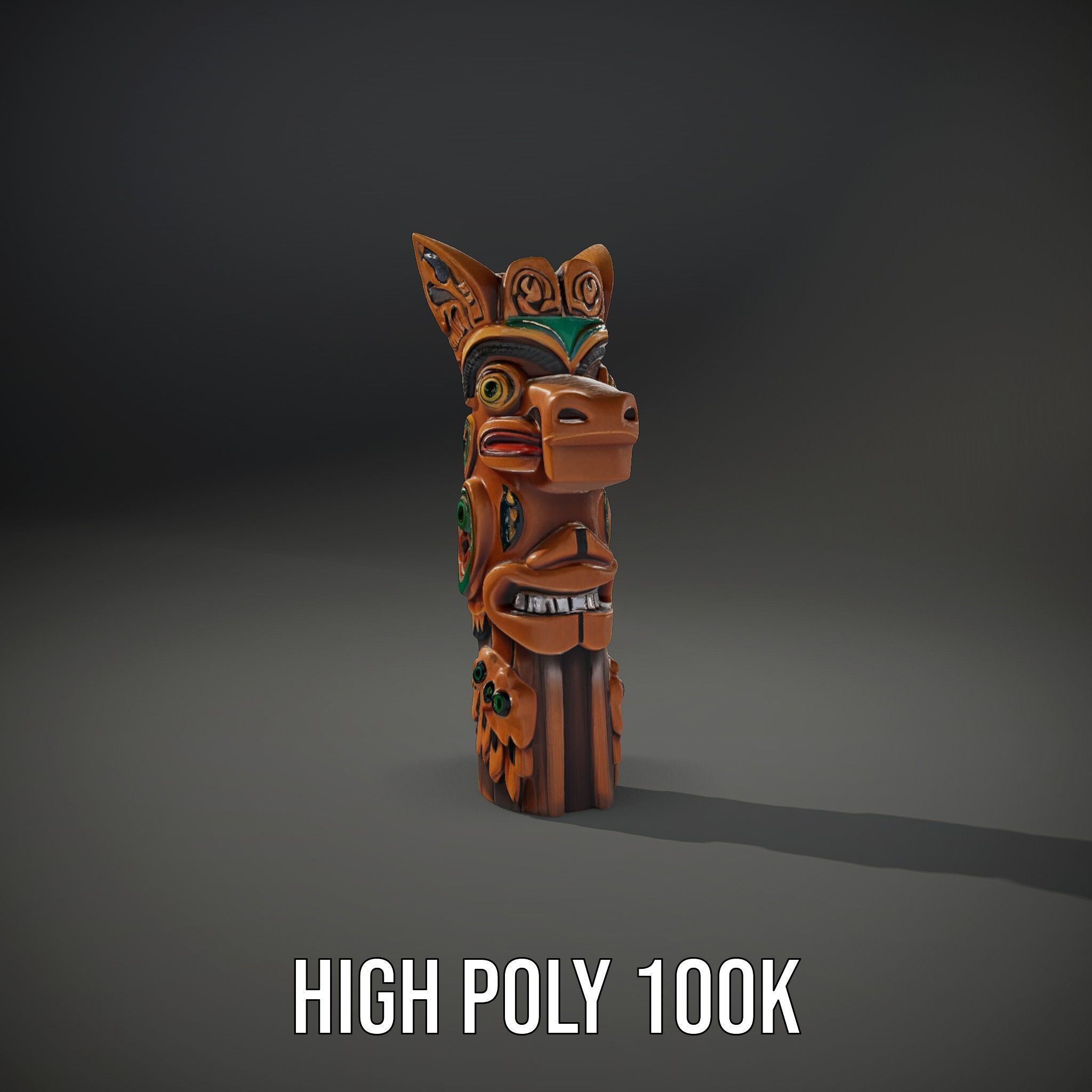 Traditional Totem Pole Sculpture Model Pack for Cultural Disp... Low-poly 3D model_32