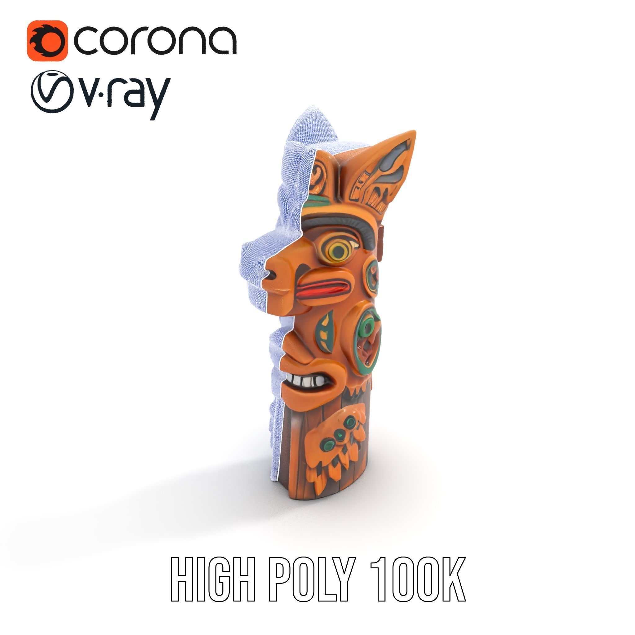 Traditional Totem Pole Sculpture Model Pack for Cultural Disp... Low-poly 3D model_33