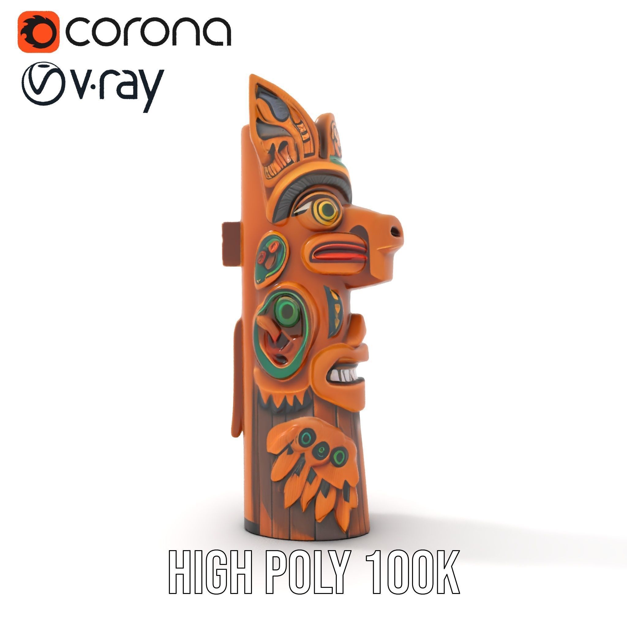 Traditional Totem Pole Sculpture Model Pack for Cultural Disp... Low-poly 3D model_21