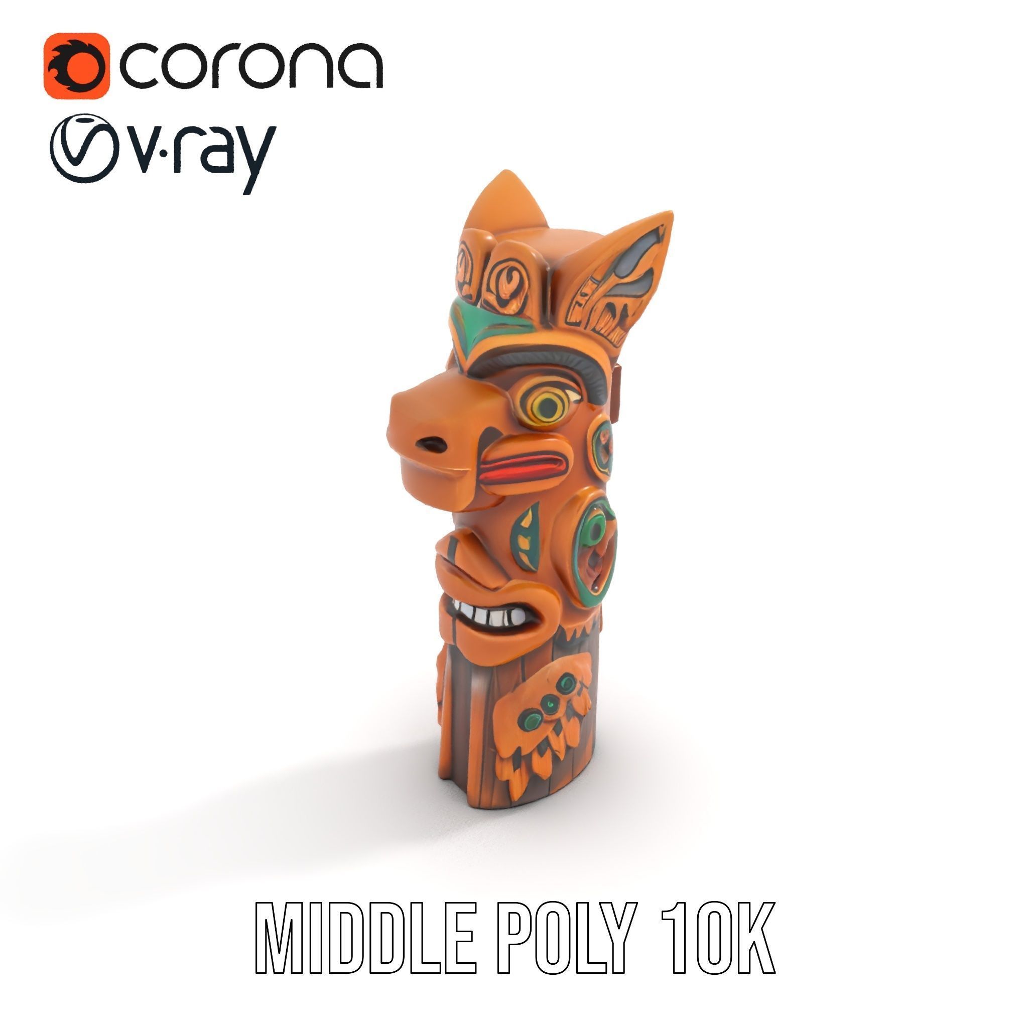 Traditional Totem Pole Sculpture Model Pack for Cultural Disp... Low-poly 3D model_7