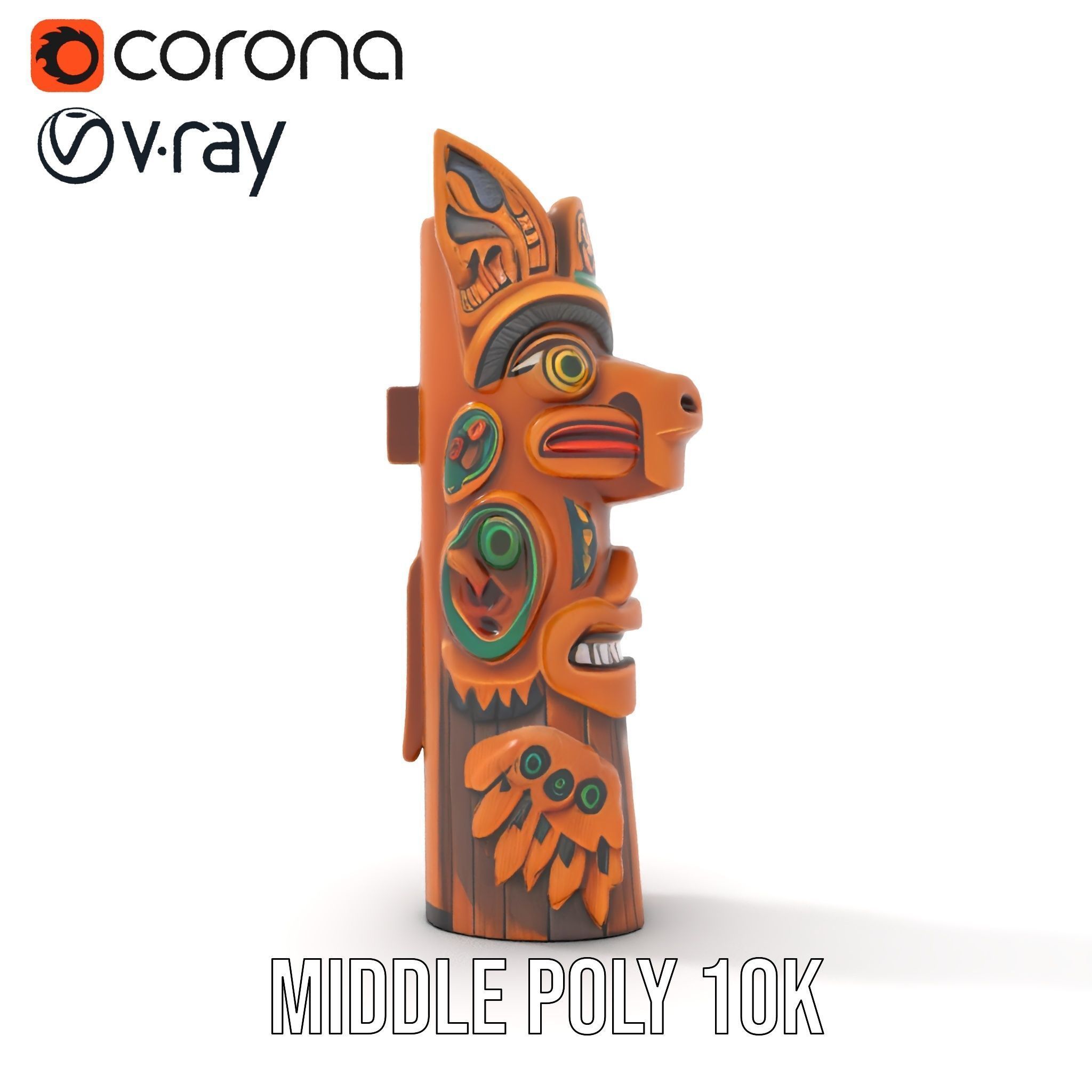 Traditional Totem Pole Sculpture Model Pack for Cultural Disp... Low-poly 3D model_10