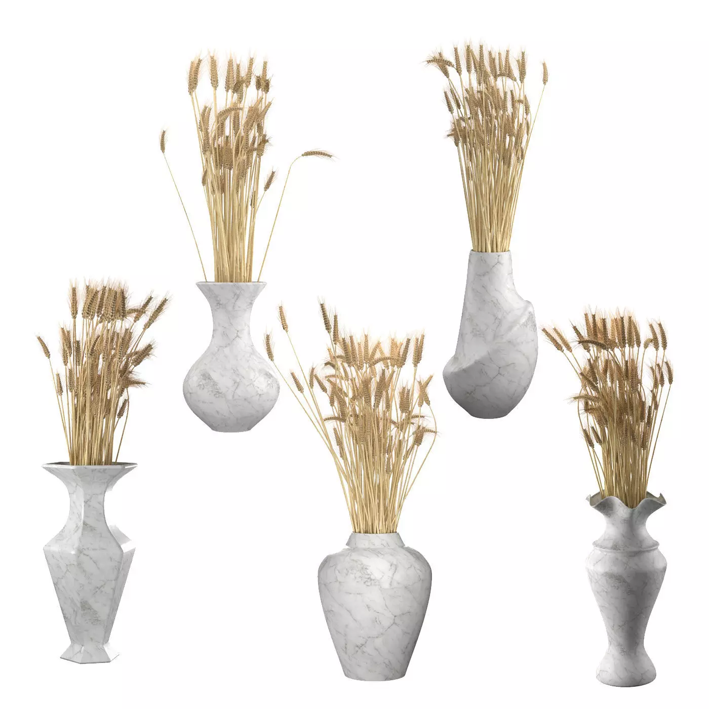 Wheat vase collection Low-poly 3D model_0