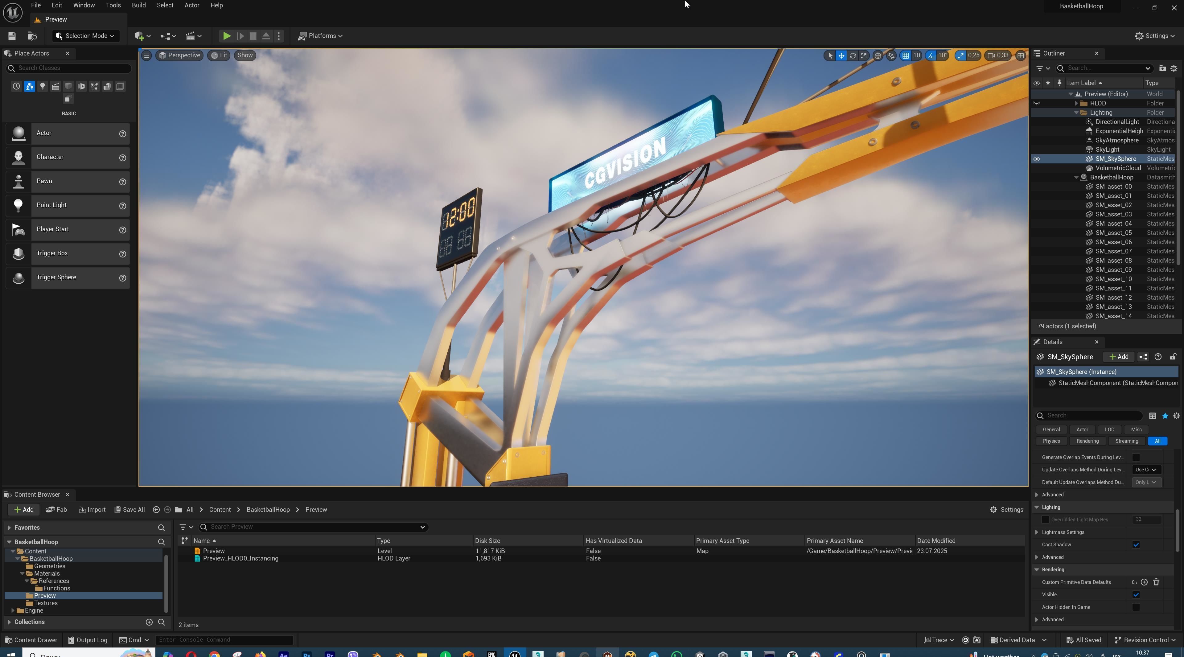 Basketball Court Set with Hoop Floor Timers LED Screens Low-poly 3D model_44