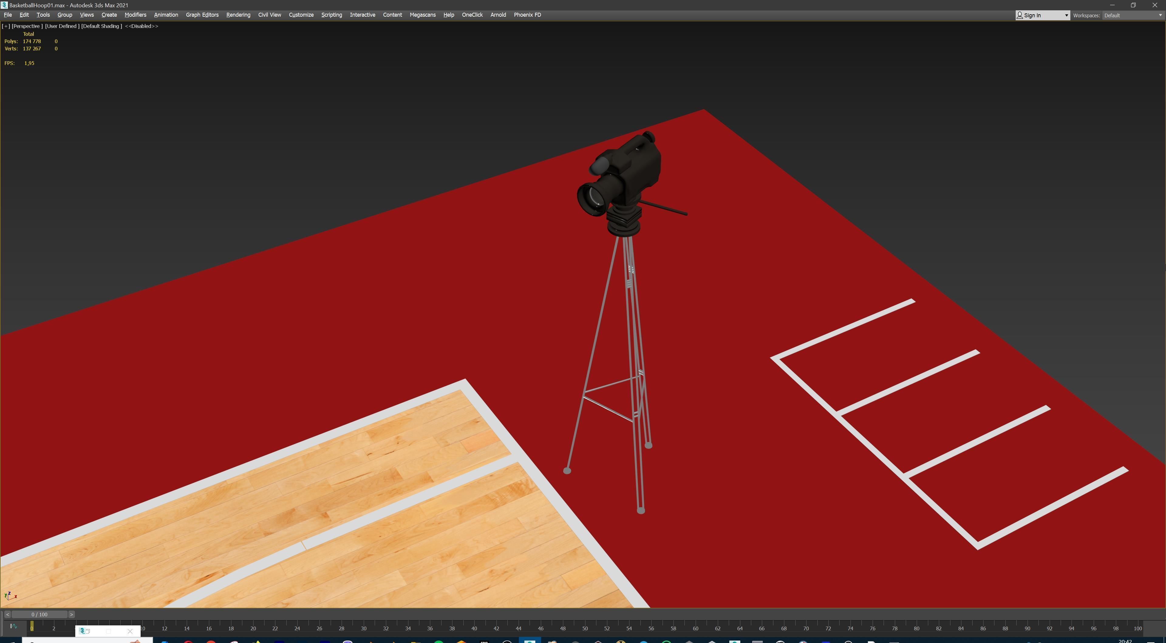 Basketball Court Set with Hoop Floor Timers LED Screens Low-poly 3D model_23