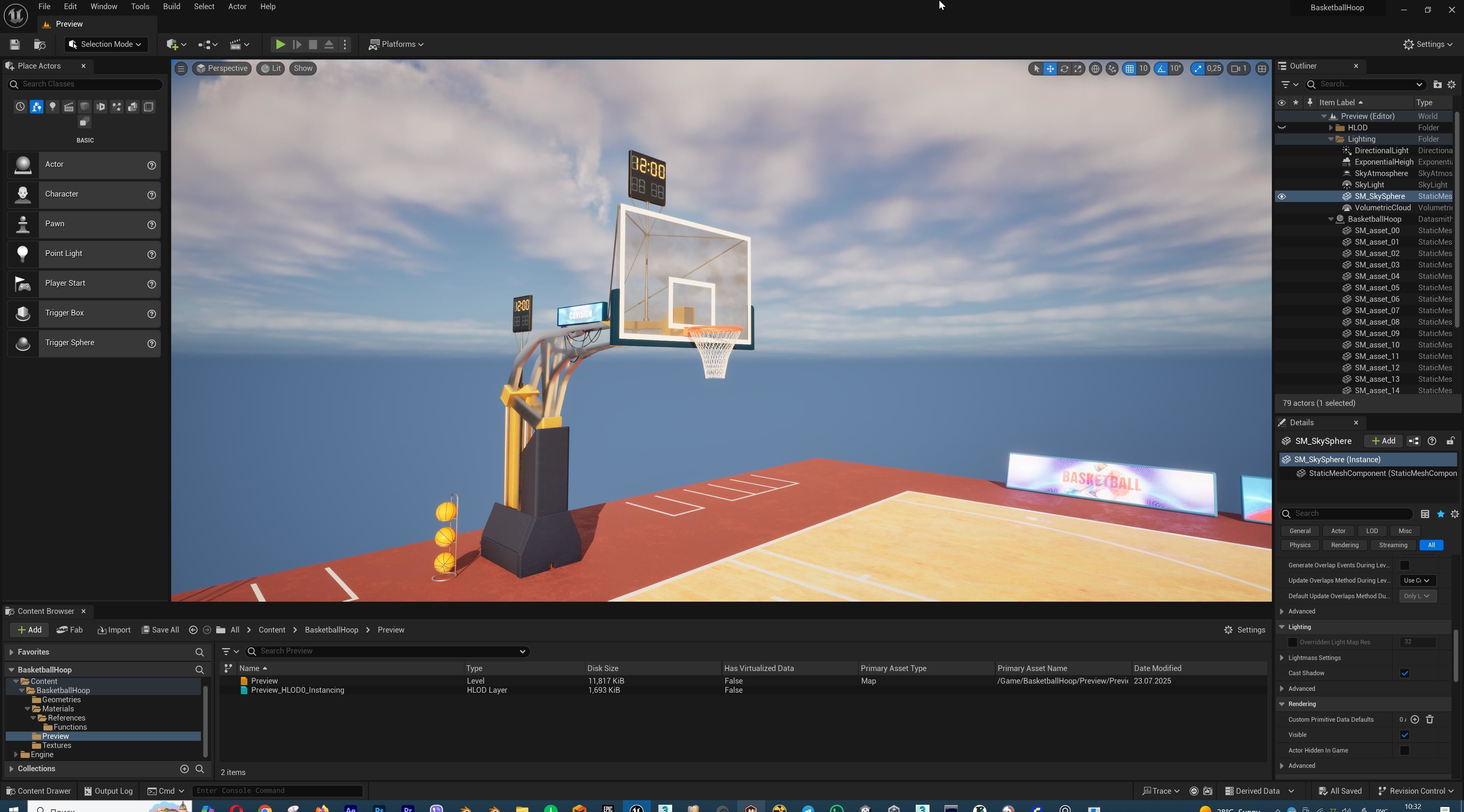 Basketball Court Set with Hoop Floor Timers LED Screens Low-poly 3D model_35