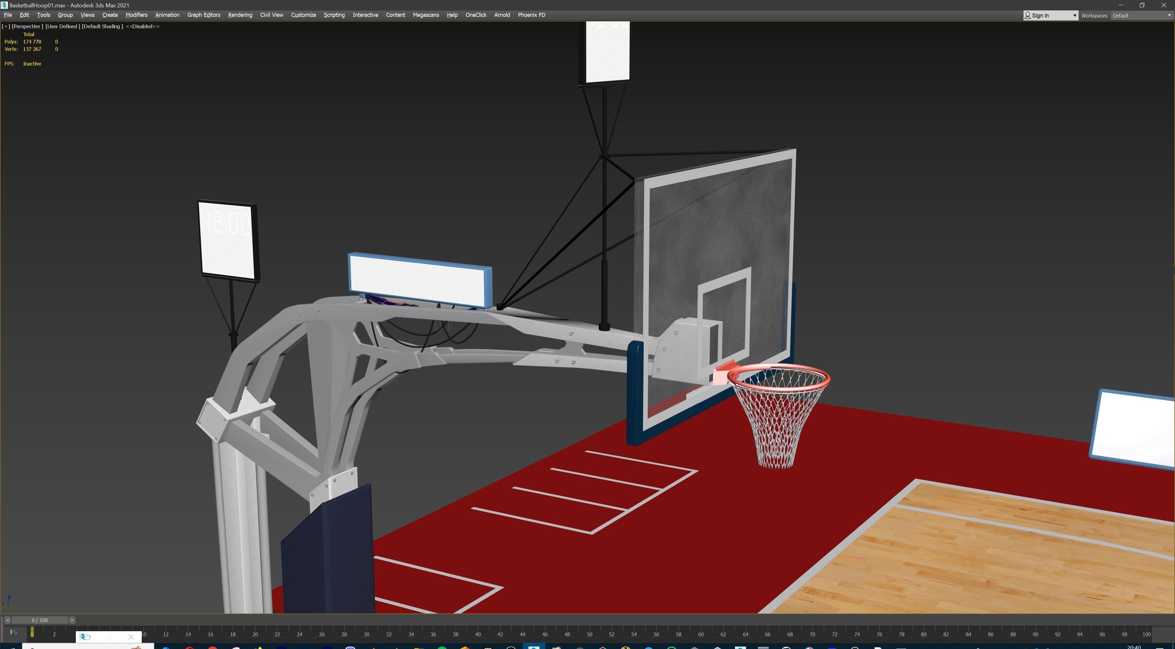 Basketball Court Set with Hoop Floor Timers LED Screens Low-poly 3D model_19